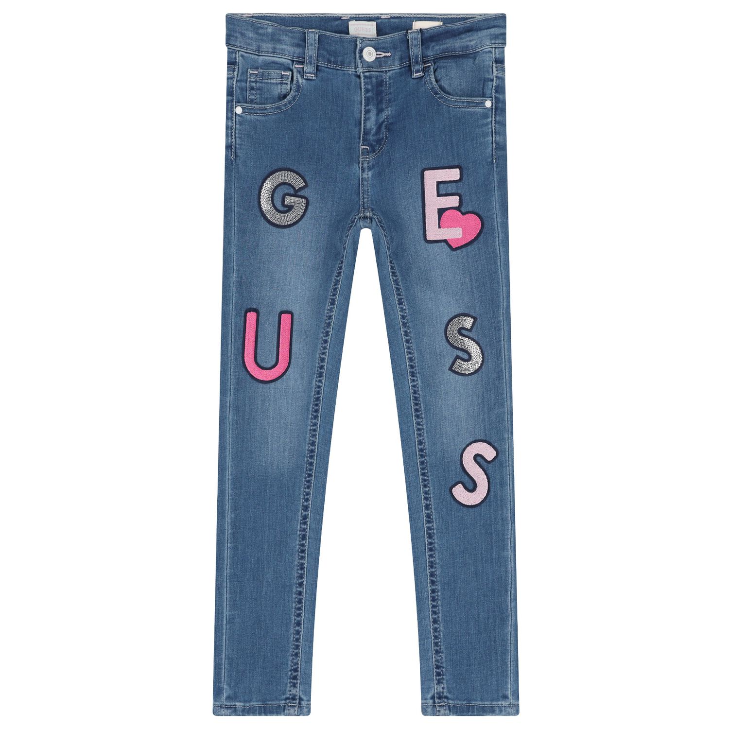 Girls Blue Logo Denim Jeans, 1, hi-res image number null