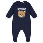 Navy Blue Teddy Bear Logo Babygrow, 3, hi-res