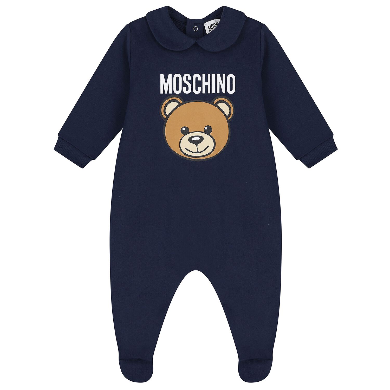 Navy Blue Teddy Bear Logo Babygrow, 3, hi-res