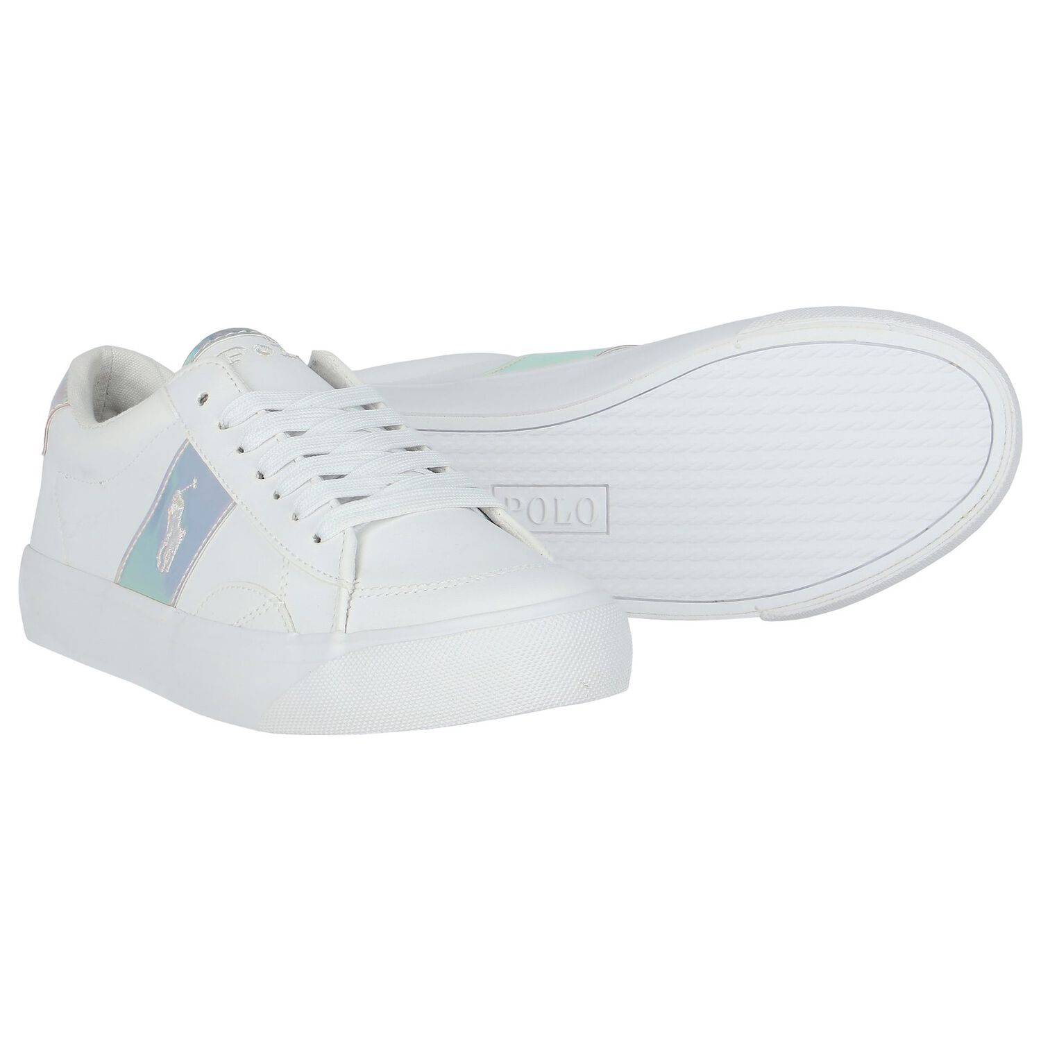 Girls White Logo Trainers, 1, hi-res