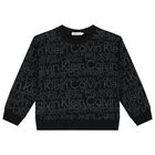 Boys Black Logo Sweatshirt, 1, hi-res