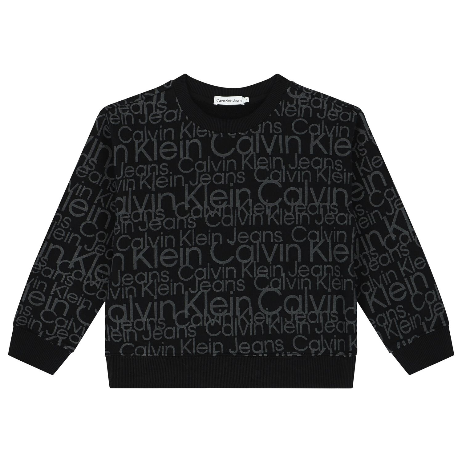 Boys Black Logo Sweatshirt, 1, hi-res