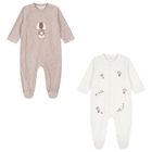 White & Beige Babygrows ( 2-Pack ), 2, hi-res