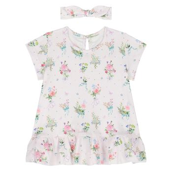 Younger Girls Pink Floral Dress Set
