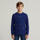 Boys Blue Logo Long Sleeve Top, 1, hi-res