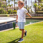 Boys Blue Cotton Twill Shorts, 5, hi-res