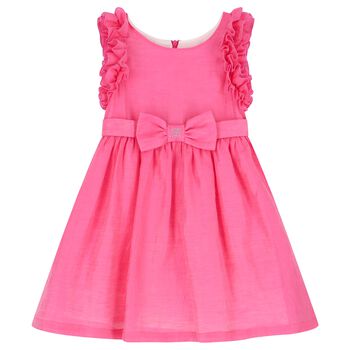 Girls Pink Bow Dress
