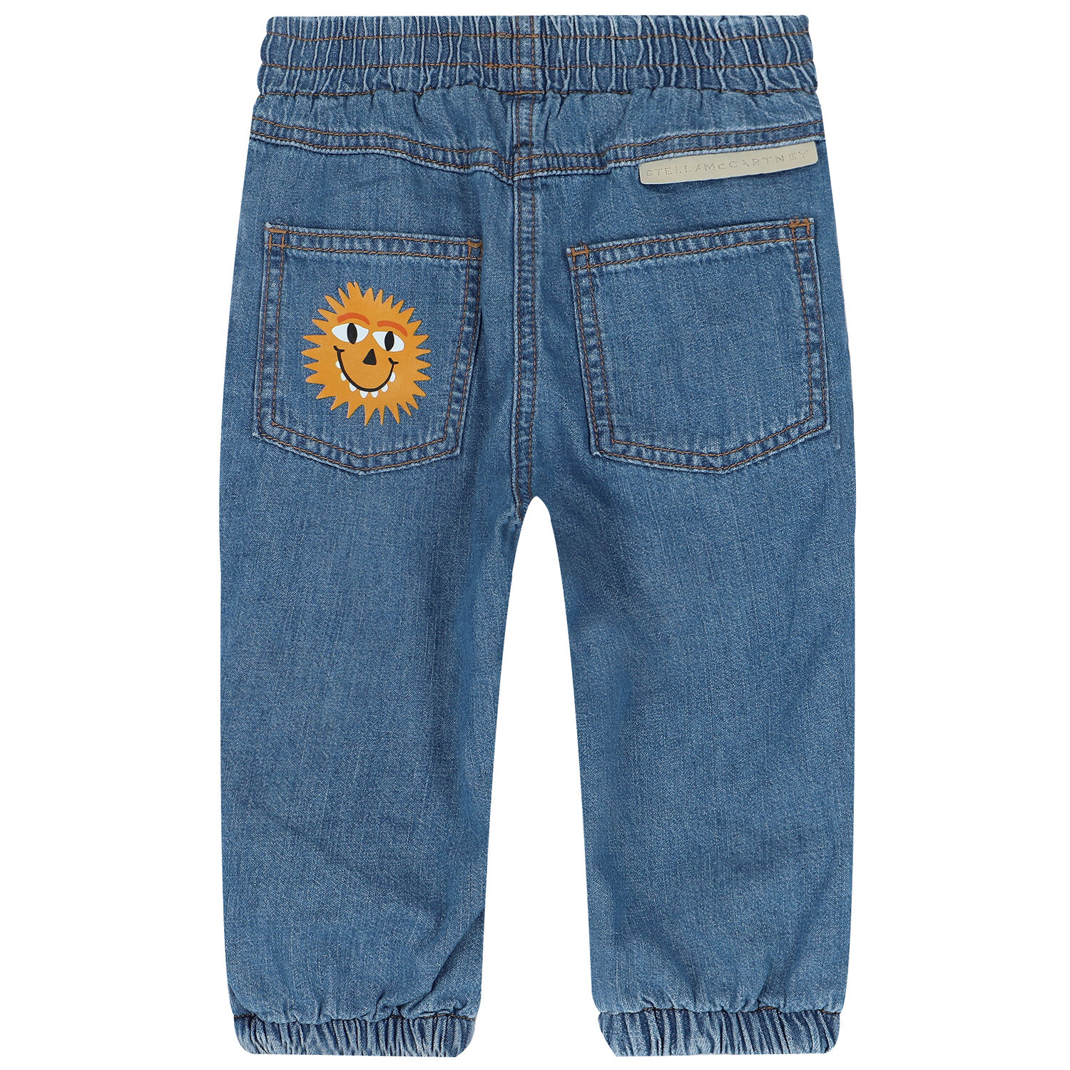 Younger Boys Blue Denim Joggers, 1, hi-res
