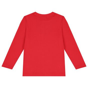 Boys Red Logo Long Sleeve Top