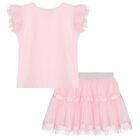 Girls Pink Embellished Tulle Skirt Set, 1, hi-res