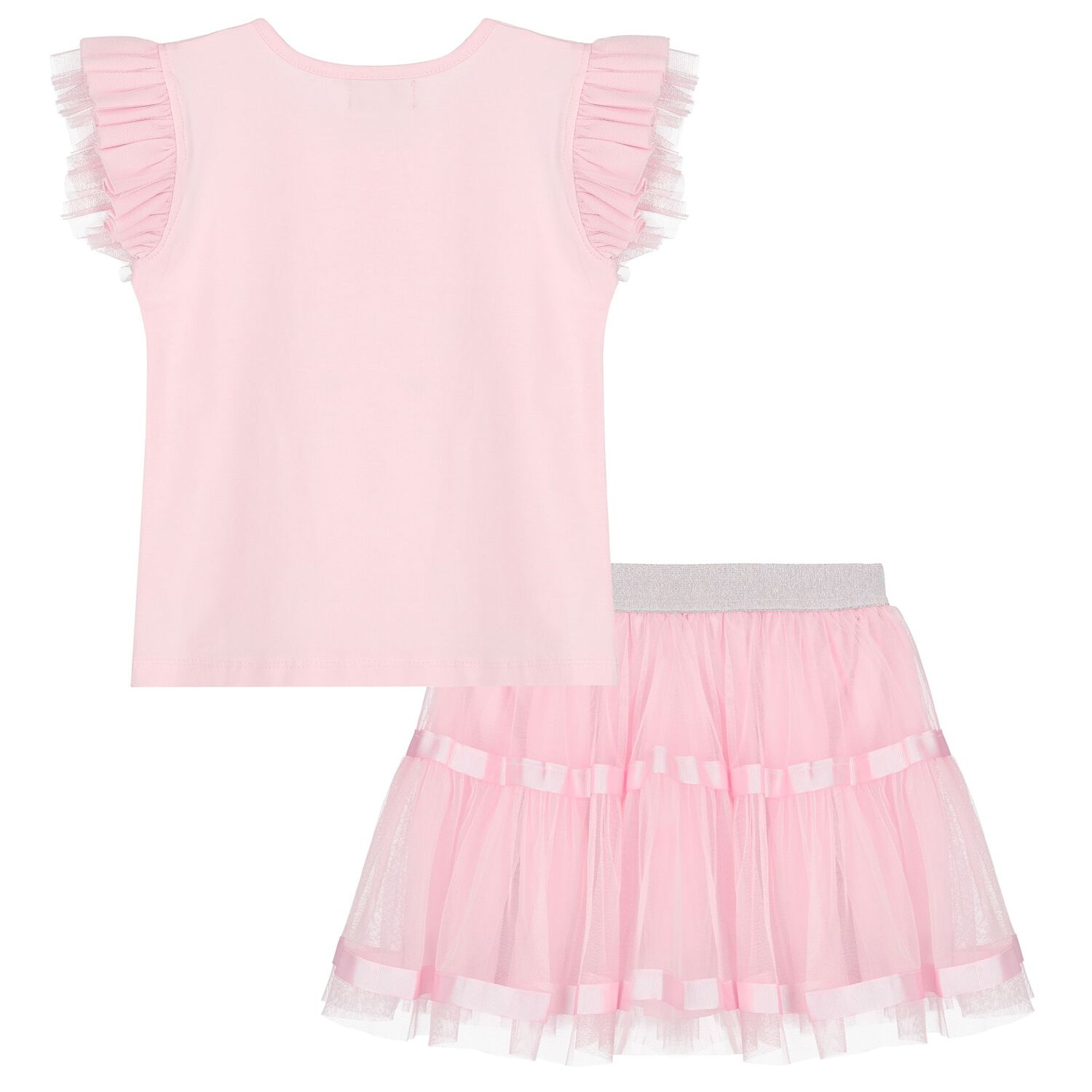 Girls Pink Embellished Tulle Skirt Set, 1, hi-res