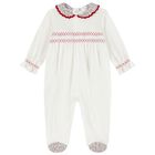 Baby Girls Ivory Smocked Babygrow, 1, hi-res