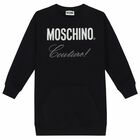 Girls Black Crystal Logo Dress, 2, hi-res