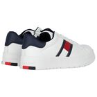 Boys White Logo Trainers, 1, hi-res