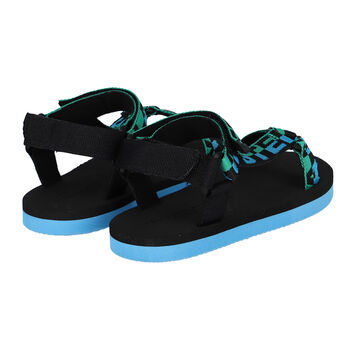 Boys Black & Blue Logo Sandals