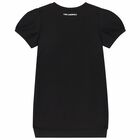 Girls Black Logo Dress, 1, hi-res