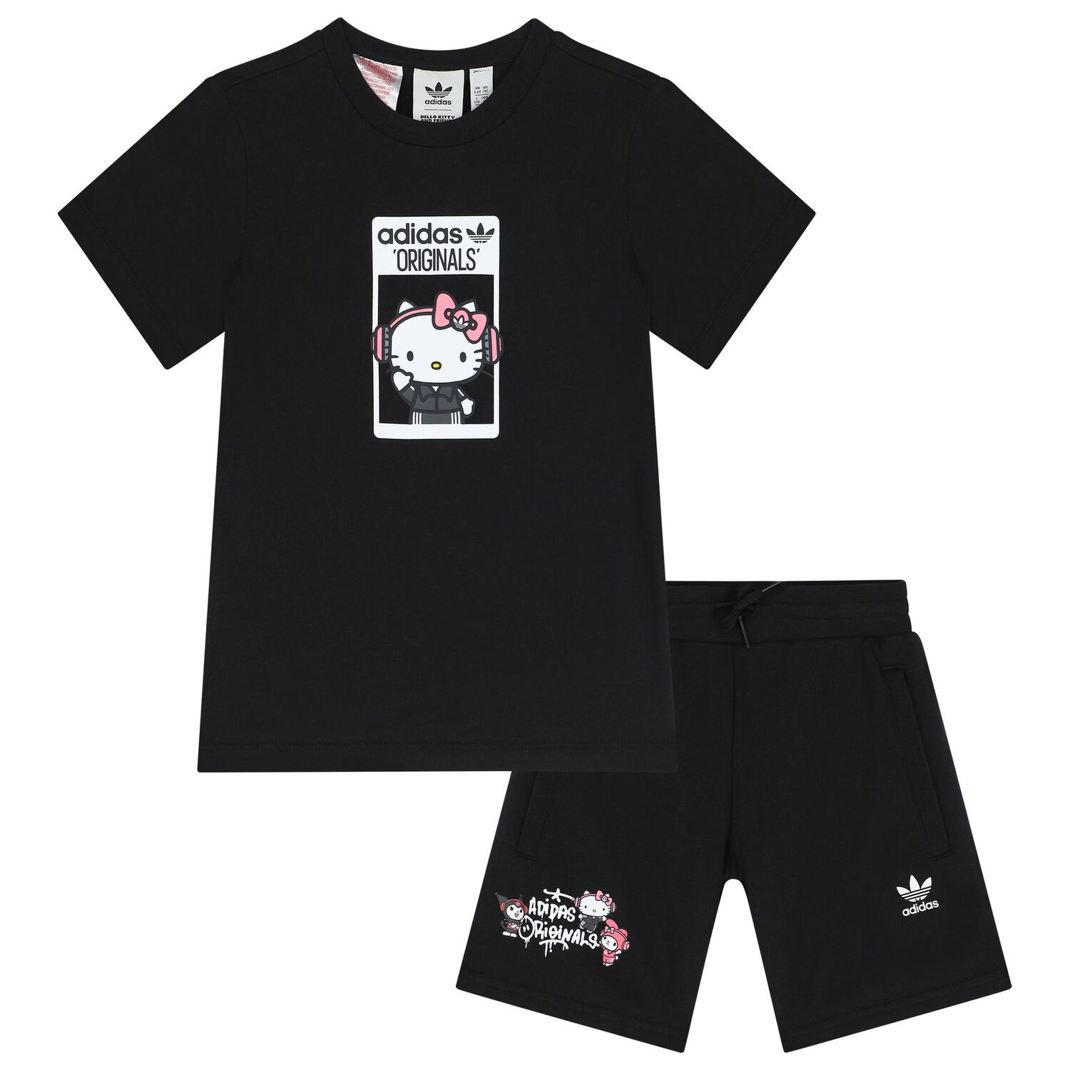 Girls Black Hello Kitty Shorts Set, 1, hi-res image number null