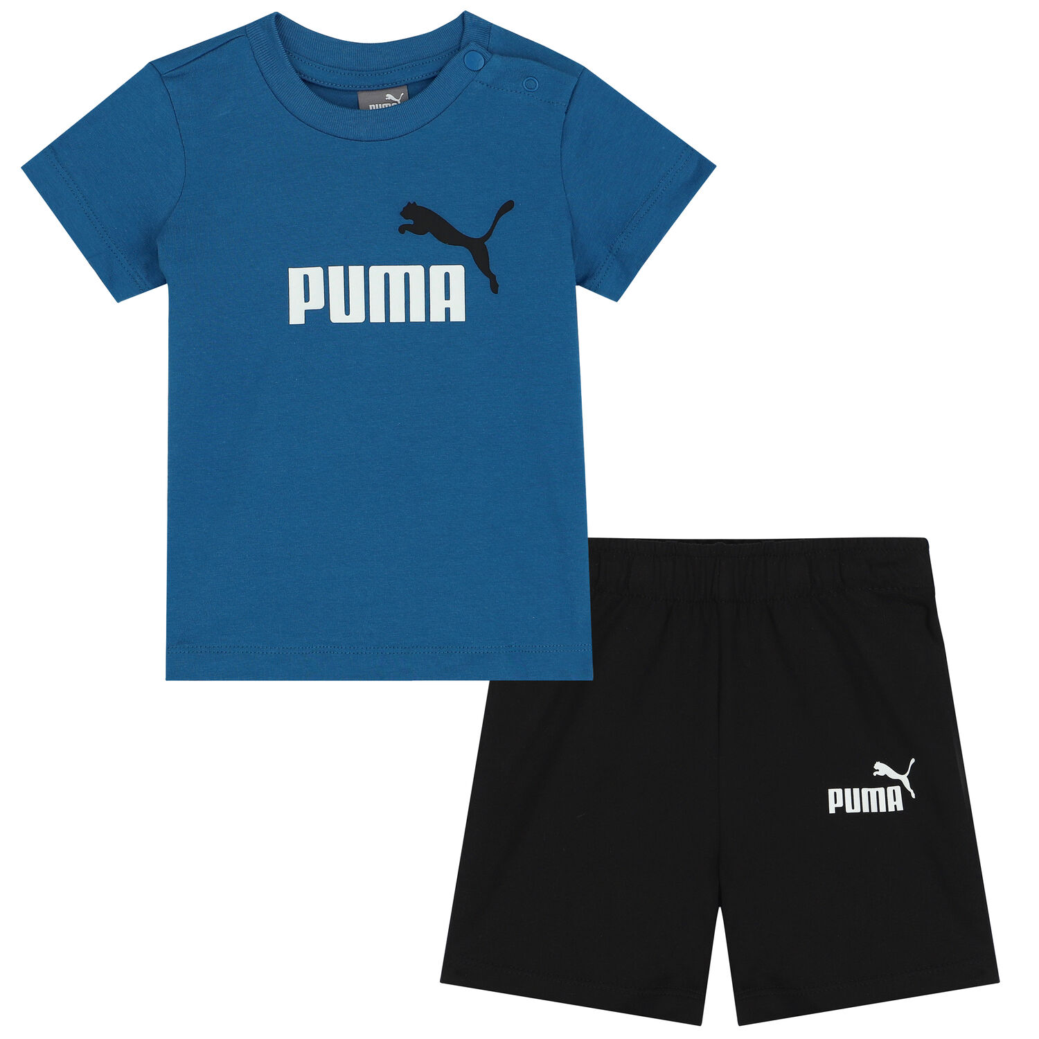 Younger Boys Blue & Black Logo Shorts Set, 1, hi-res