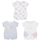 Baby Girls White & Grey Rompers (3 Pack), 1, hi-res