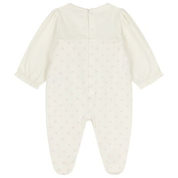 Baby Girls Ivory Logo Ruffled Babygrow