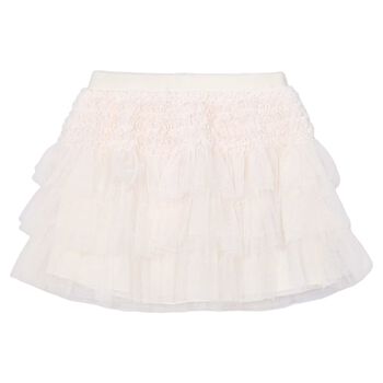 Girls Ivory Tulle Ruffled Skirt