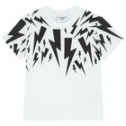 Boys White Thunderbolt T-Shirt, 2, hi-res
