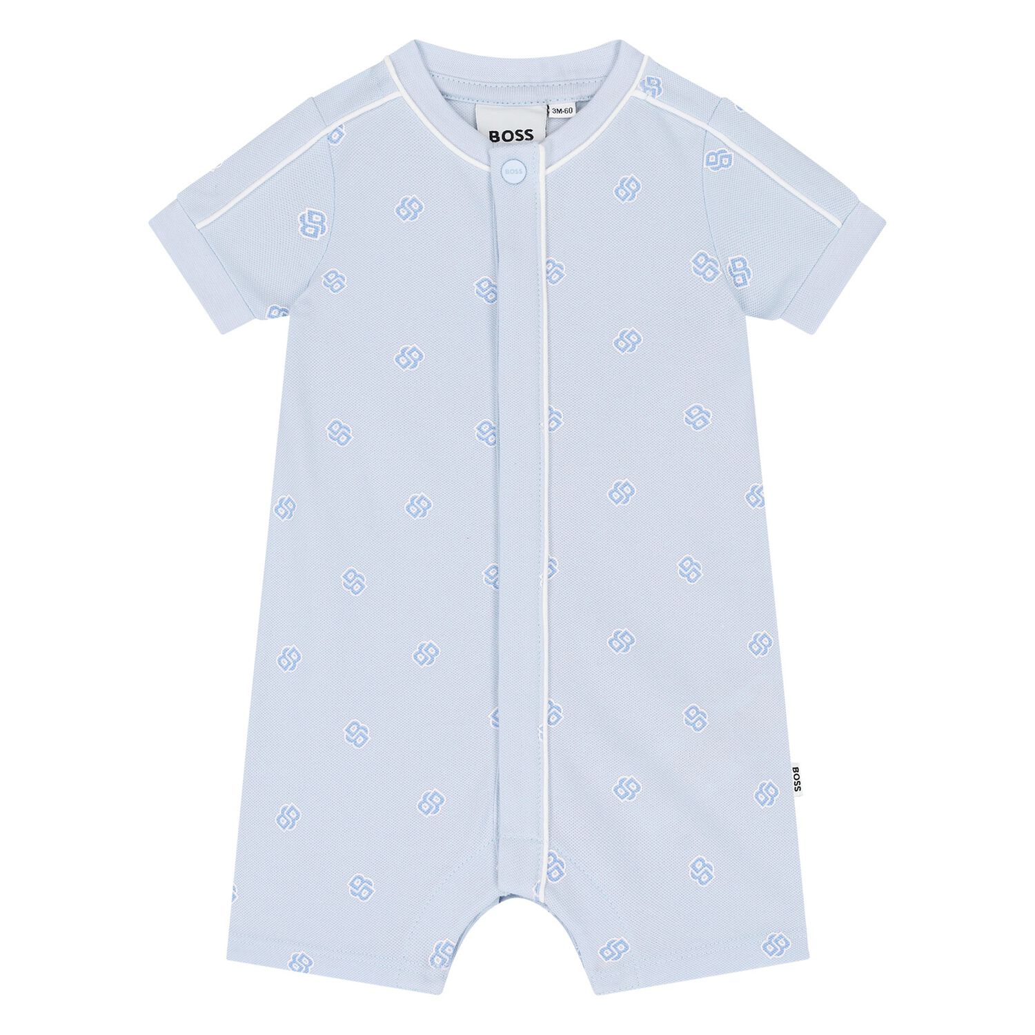 Baby Boys Blue Logo Romper, 1, hi-res