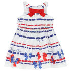 Girls White Bow Dress, 1, hi-res