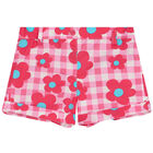 Girls White & Pink Flower Shorts Set, 1, hi-res