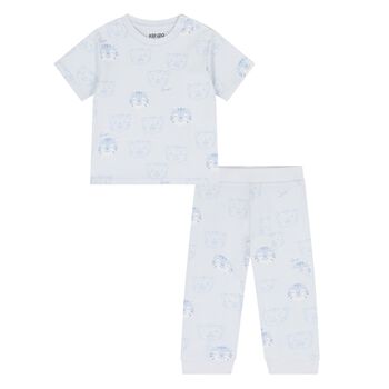 Younger Boys Blue Tiger Logo Joggers Set