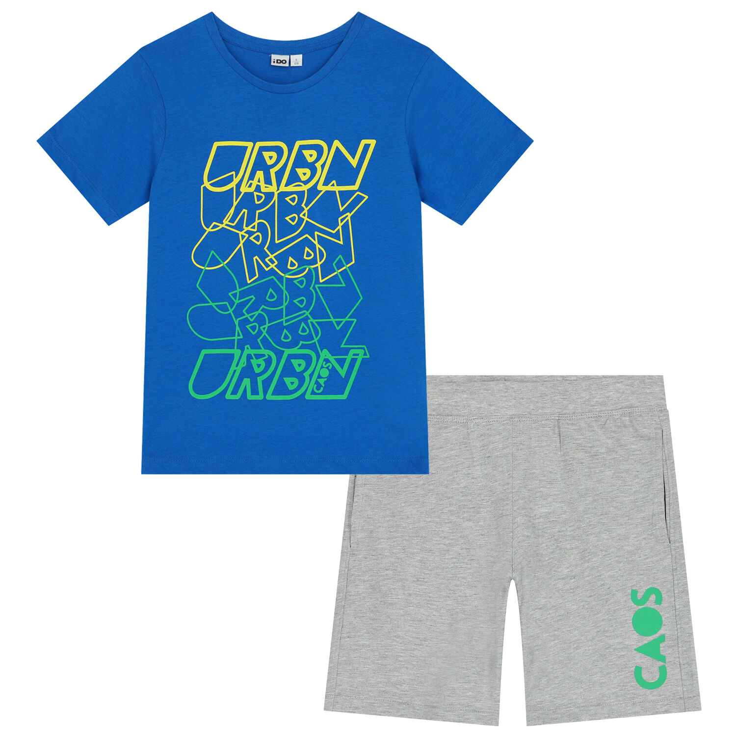 Boys Blue & Grey Shorts Set, 1, hi-res