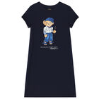 Girls Navy Polo Bear Dress, 1, hi-res