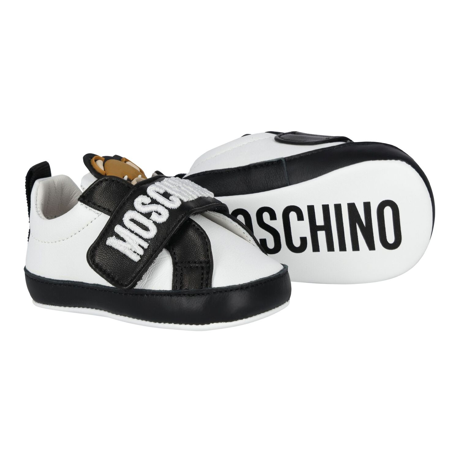 Black & White Teddy Bear Baby Pre Walker Shoes, 2, hi-res