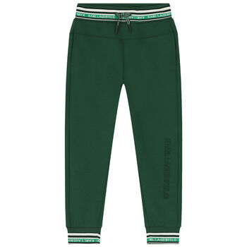 Boys Green Logo Joggers