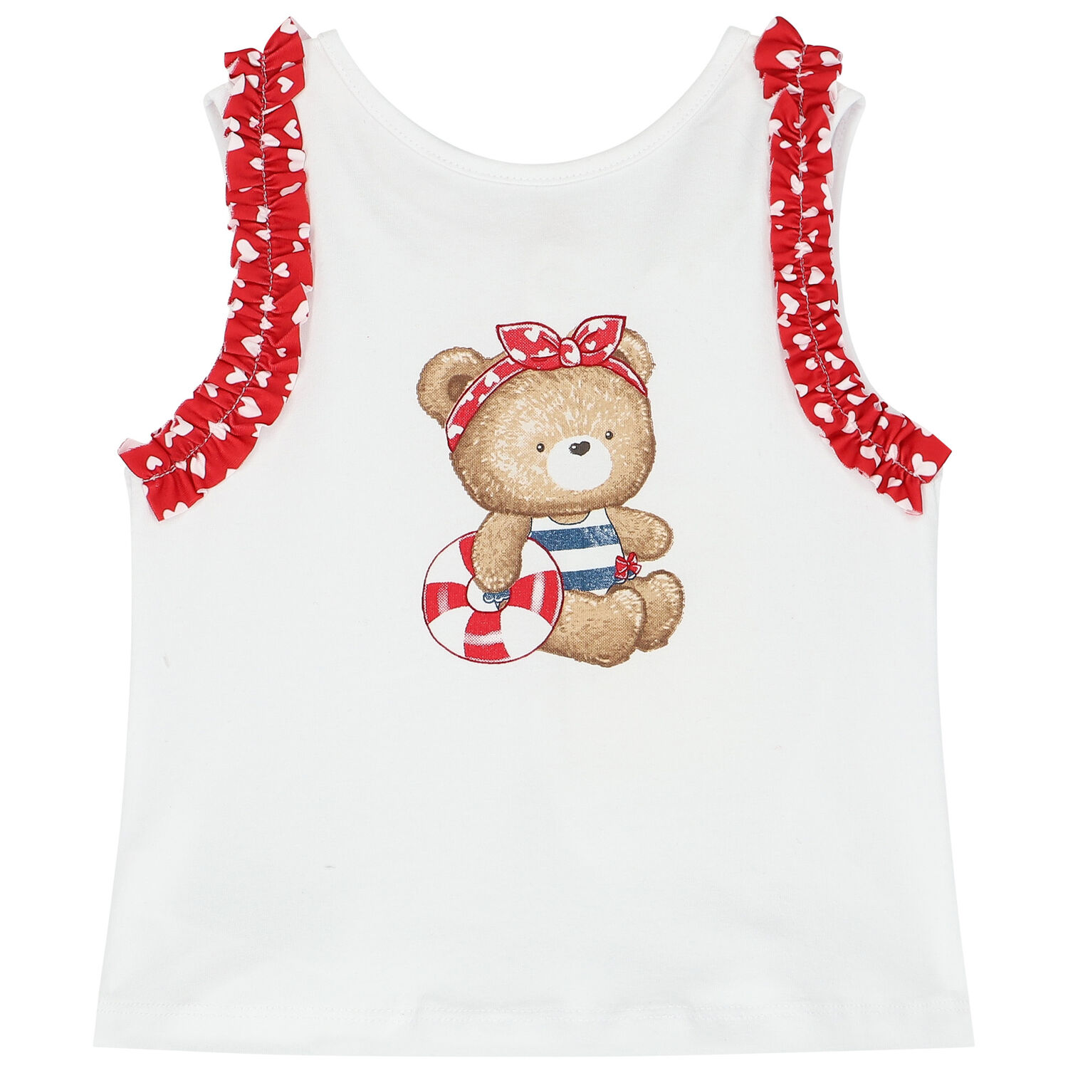 Baby Girls Red Teddy Bear Swim Set, 1, hi-res