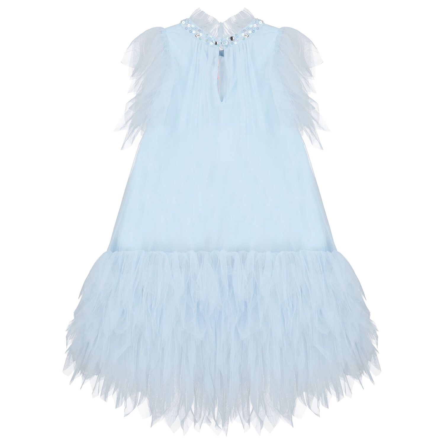 Girls Blue Sequin Tulle Dress, 1, hi-res image number null