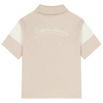 Boys Beige Logo Polo Shirt