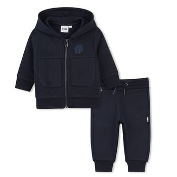 Younger Boys Mini Me Navy Blue Logo Tracksuit