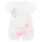 Baby Girls White Swan Romper, 1, hi-res
