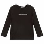 Boys Black Organic Cotton Logo Top, 2, hi-res