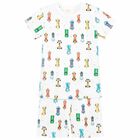 Boys White Printed Pyjamas, 1, hi-res