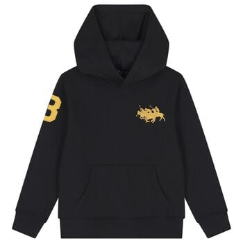 Boys Black Logo Hooded Top 