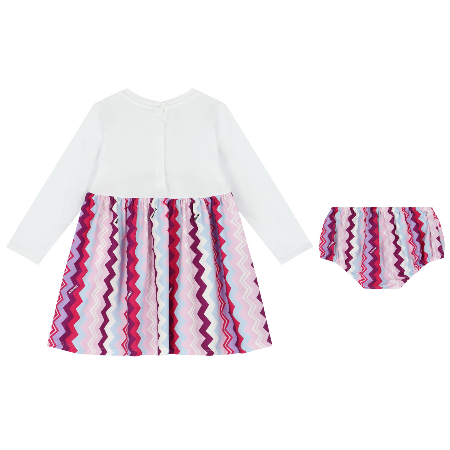 Younger Girls White, Purple & Pink Logo Zigzag Dress Set, 1, hi-res