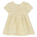 Younger Girls Ivory & Gold Dress, 1, hi-res