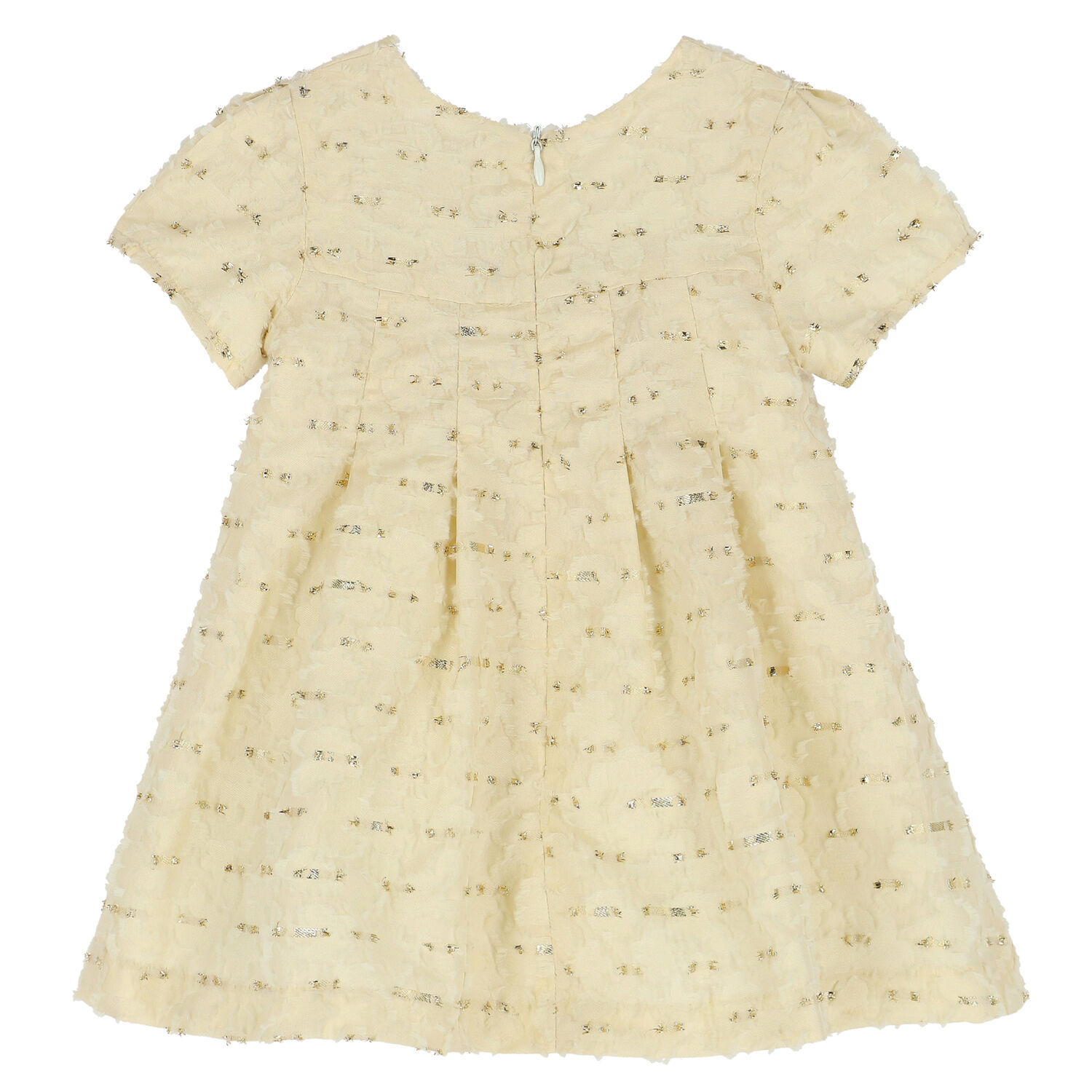 Younger Girls Ivory & Gold Dress, 1, hi-res