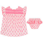 Baby Girls White & Pink Beach Dress Set, 1, hi-res