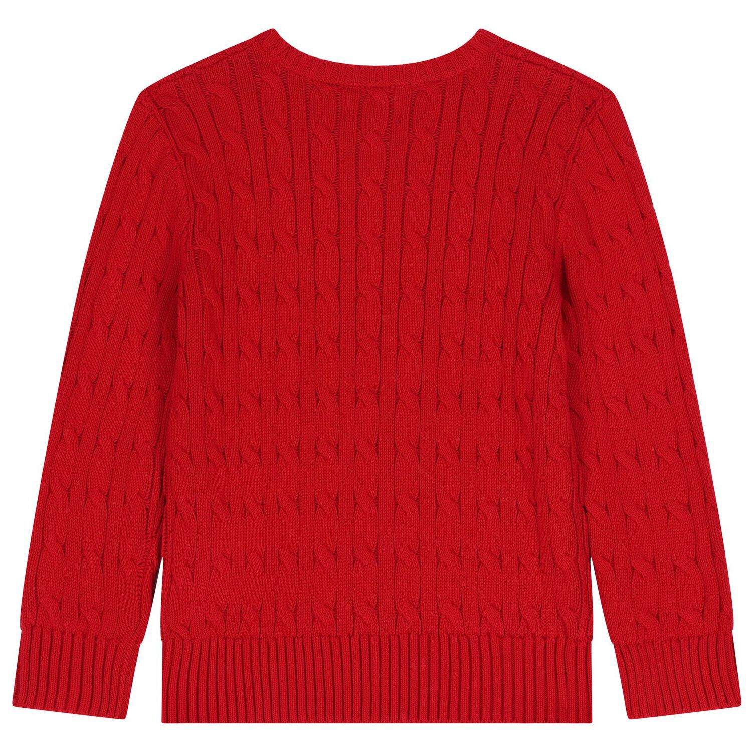 Red Logo Cable Knit Jumper, 1, hi-res
