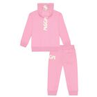 Younger Girls Pink Logo Tracksuit, 1, hi-res