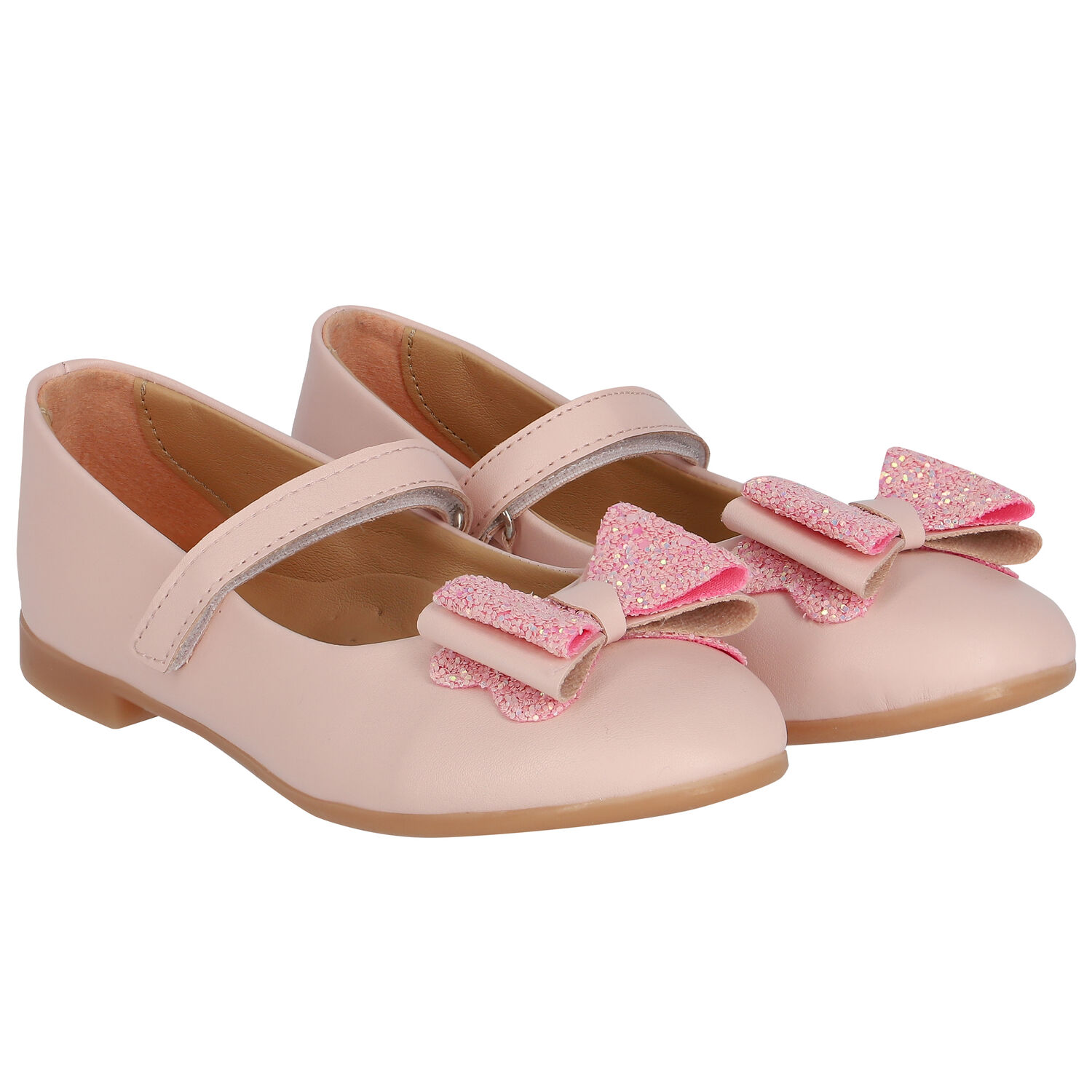 Girls Pink Bow Ballerina Shoes, 1, hi-res image number null