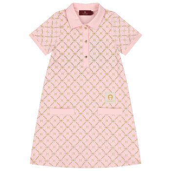 Girls Pink Logo Polo Dress